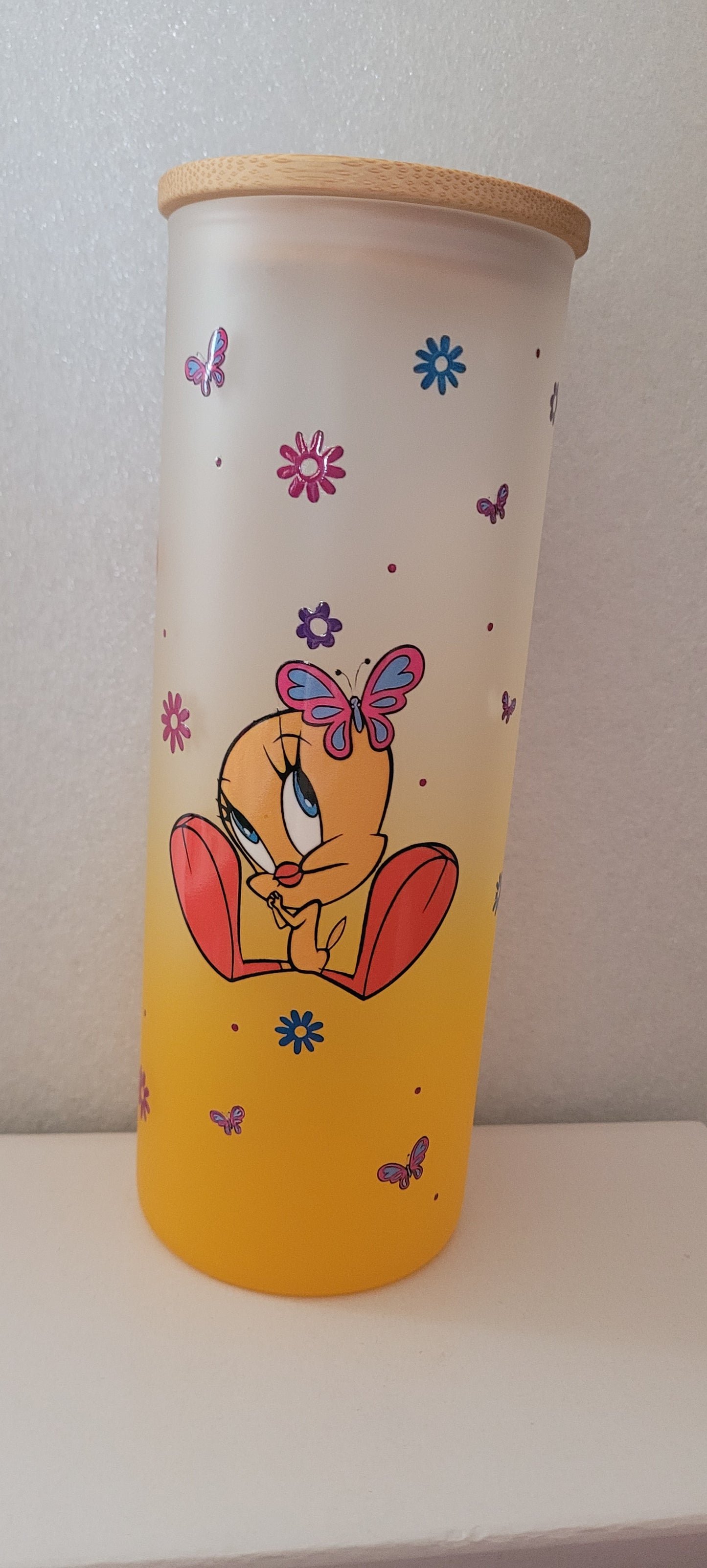 25oz glass cup w/bamboo lid