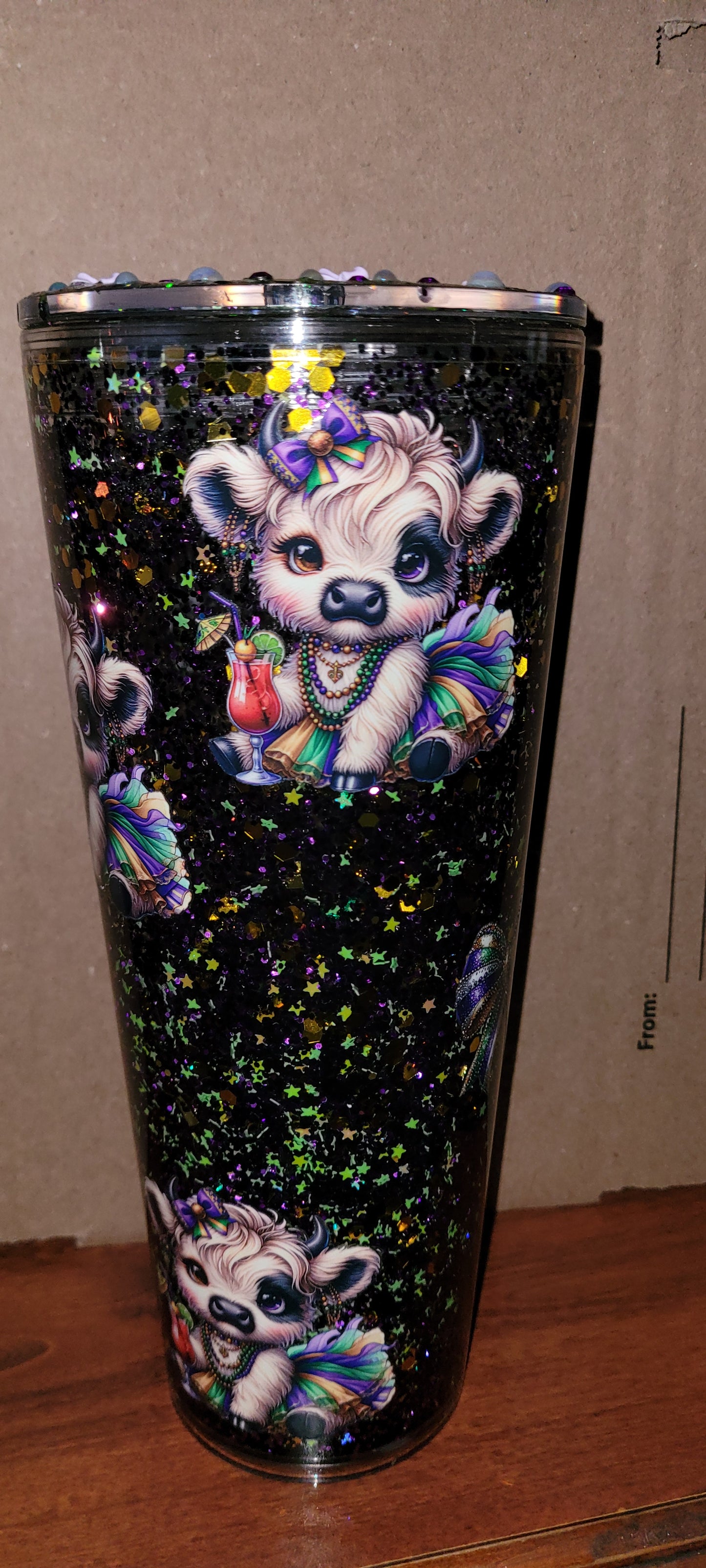 Cow glitter cup 24oz plastic