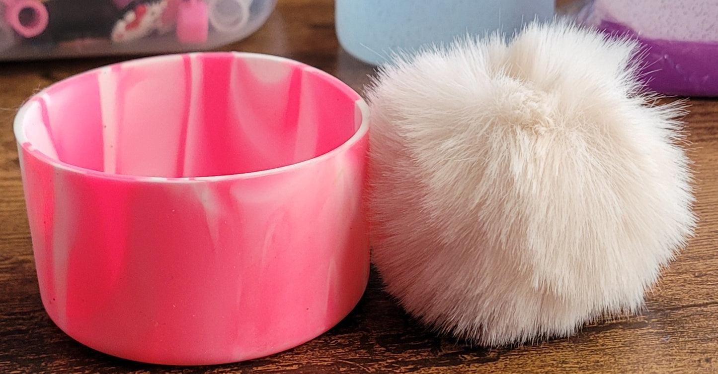 Silicone bottoms with pom poms for cups
