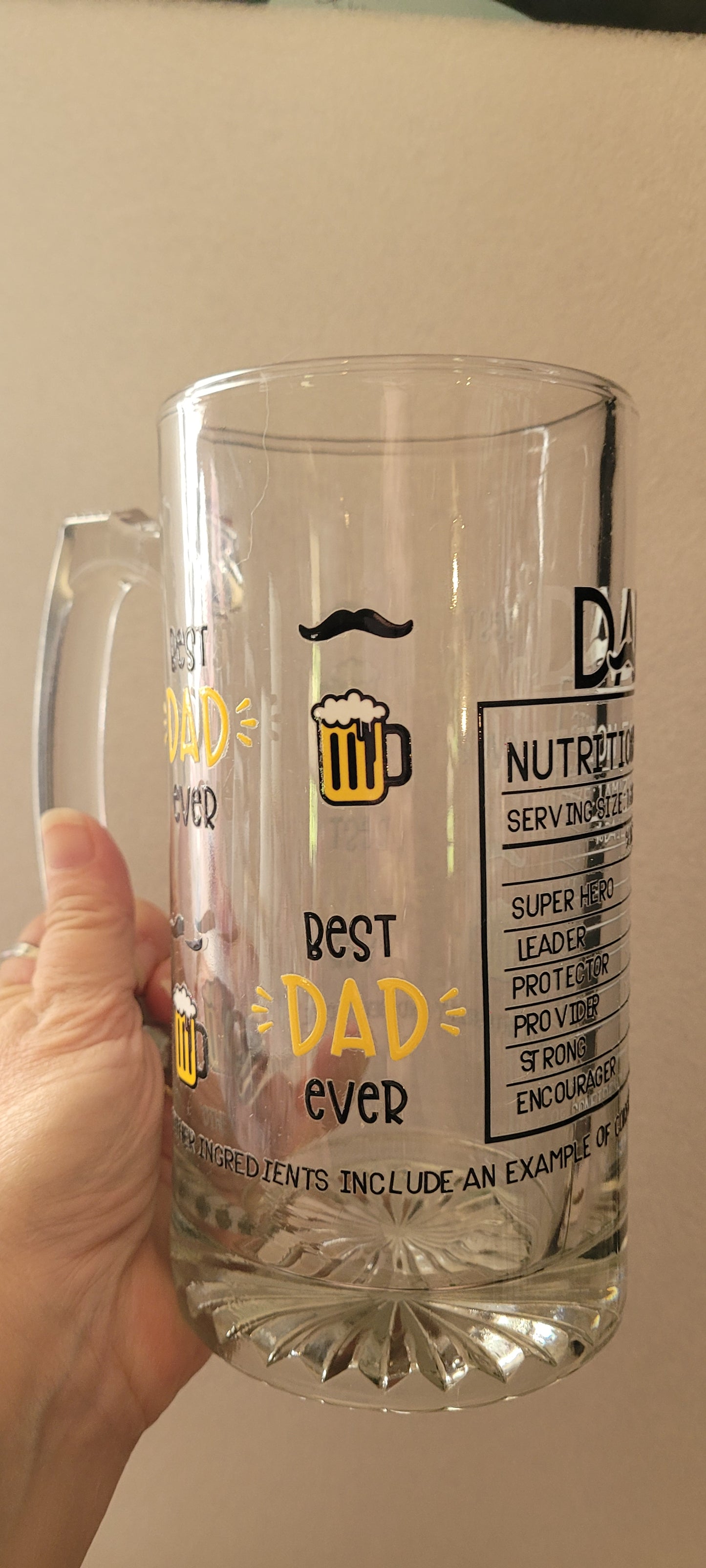 Pre made 16oz glass cups 1 20oz glass dad and colorful cups