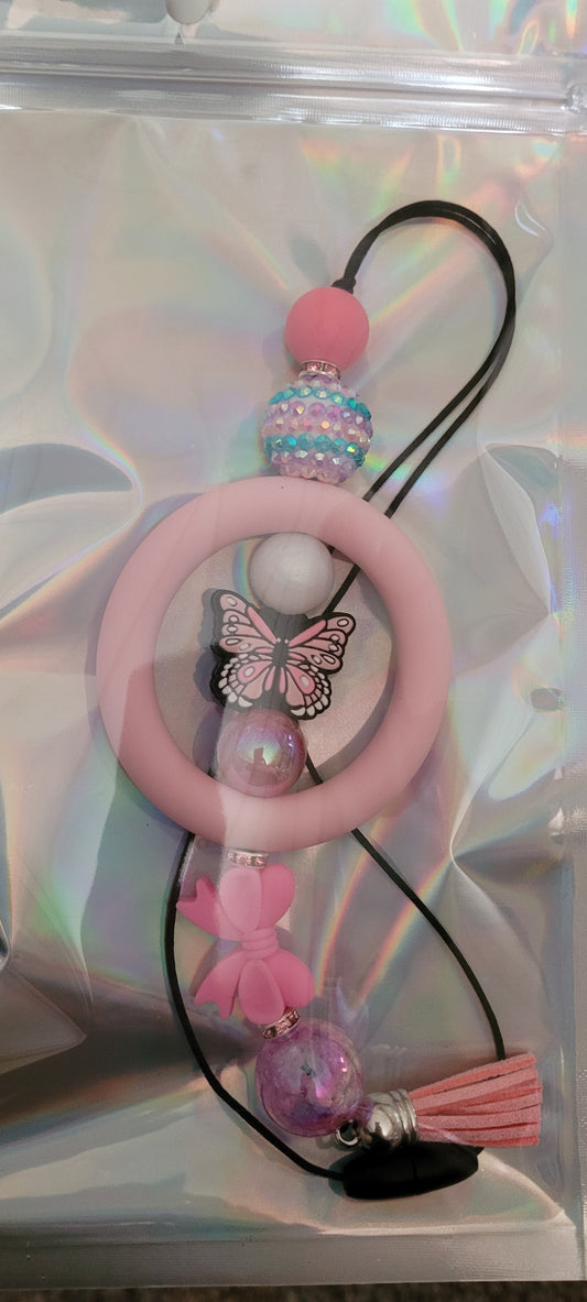 Pink butterfly car charm