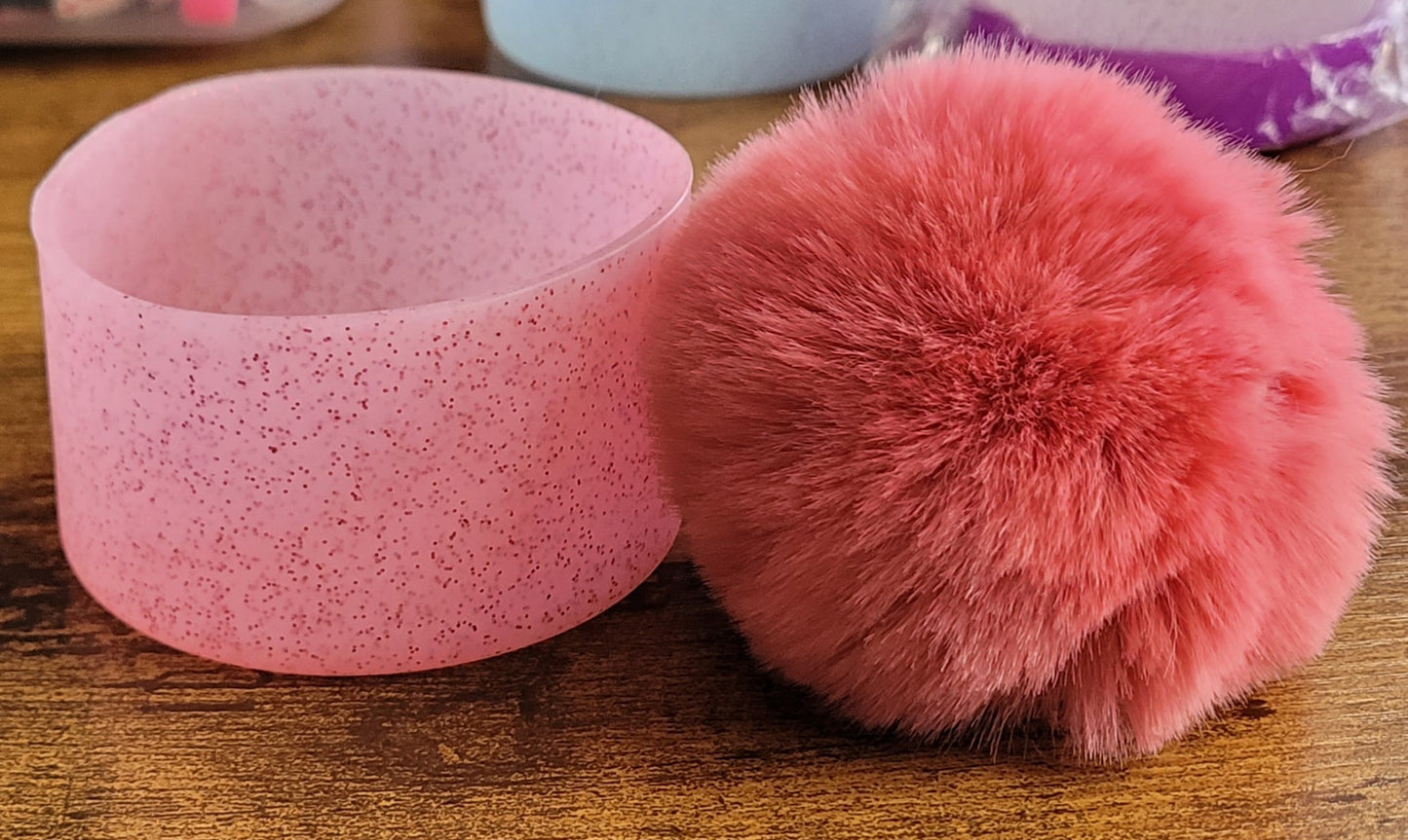 Silicone bottoms with pom poms for cups