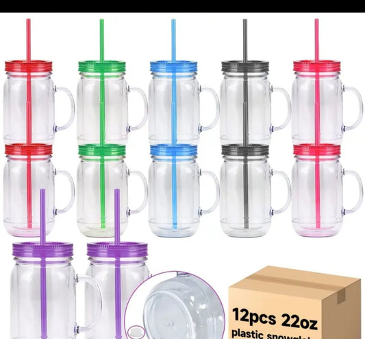 22oz plastic Mason jar snowglobes