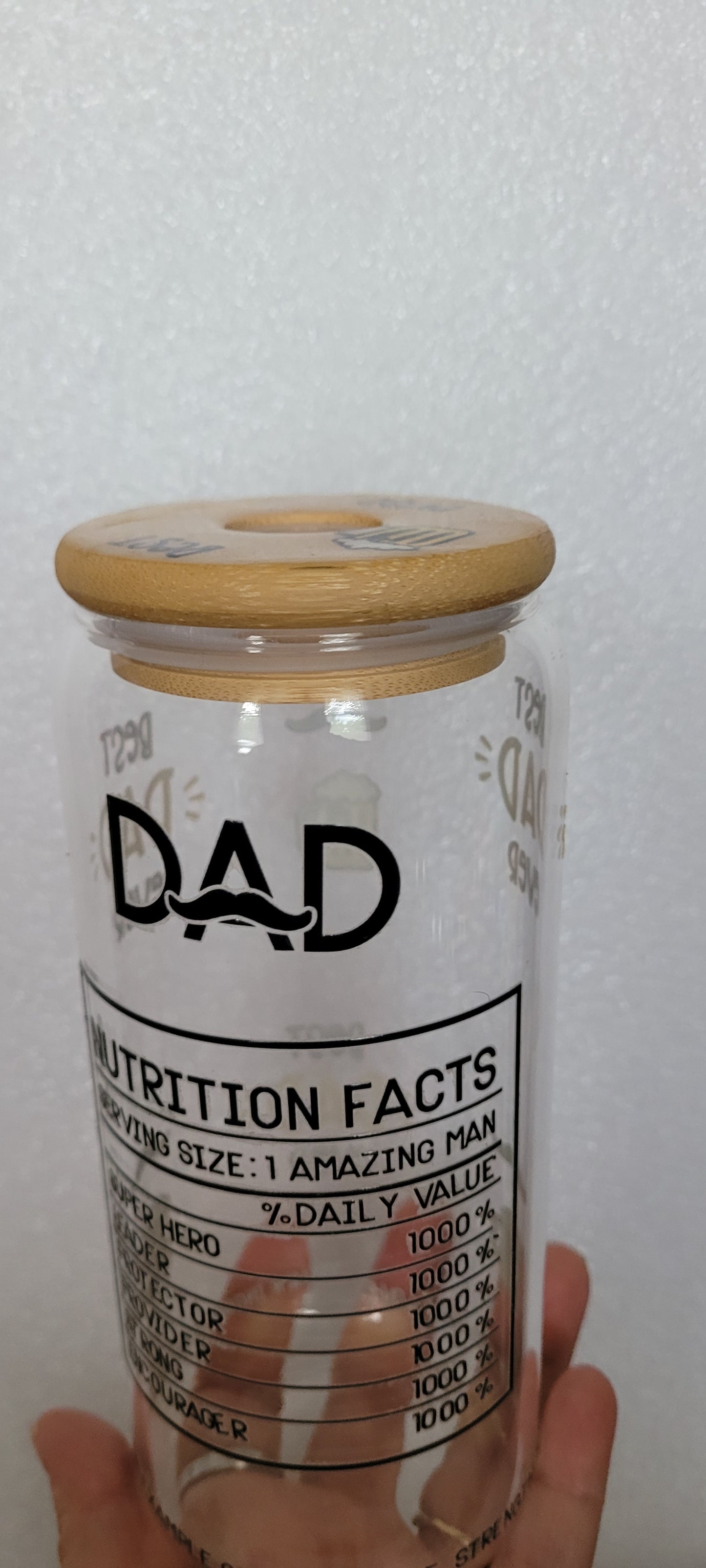 Pre made 16oz glass cups 1 20oz glass dad and colorful cups